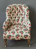 Antique Button Back Chair With Colefax And Fowler Upholstery